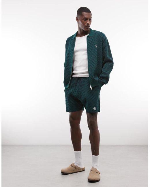 Alma de Ace Green Rezio Collar Knit Jacket Co-Ord for men