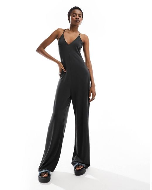 Monki Black Jersey Jumpsuit