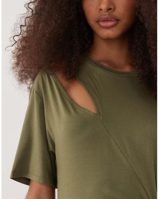 ASOS Green Short Sleeve With Cut Outs Modal Maxi Dress