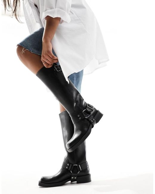 Pull&Bear Black Buckle Detail Boots