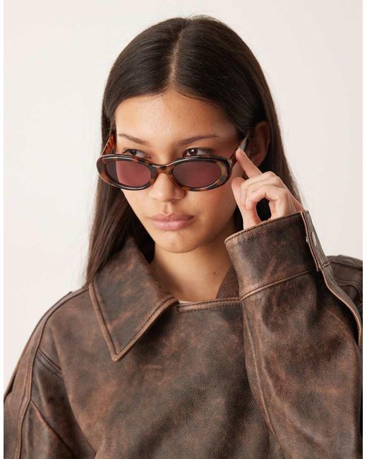 ASOS Brown Oval Sunglasses