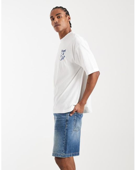 ASOS White Mid Length Denim Jorts for men