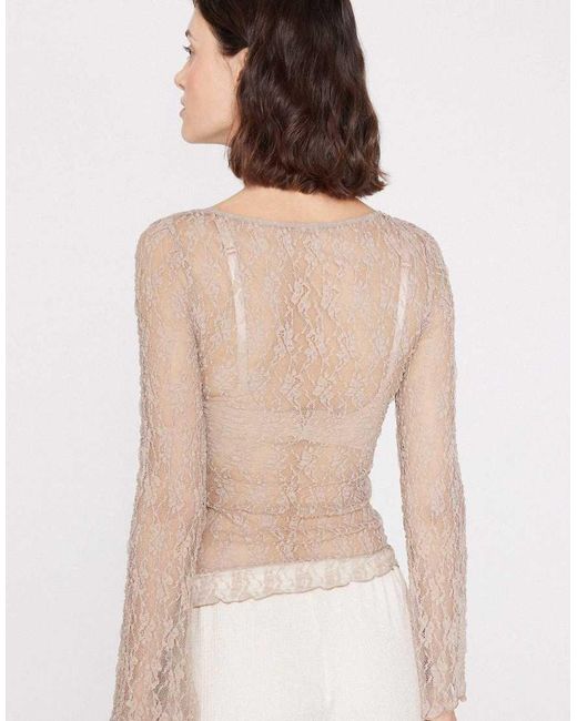 Tezenis Natural Wide Long-Sleeved Lace Top