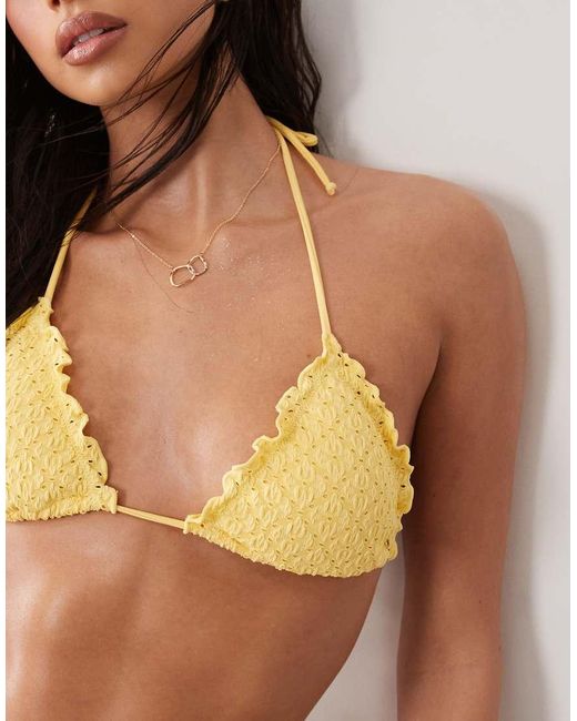 Candypants Natural Broderie Triangle Bikini Top