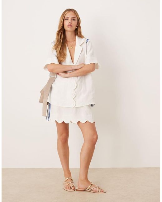 Vrg Grl Linnen Mini Rok Met Geschulpte Zoom in het Natural