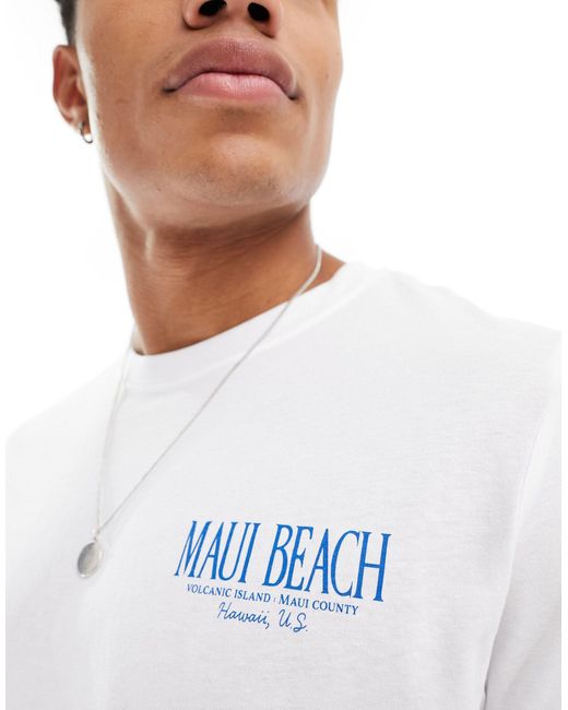 Jack & Jones Blue Oversized Maui Back Print T-shirt for men