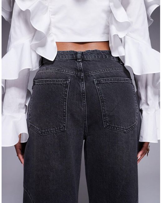 ASOS Blue Denim Barrel Jeans With Adjustable Cuff