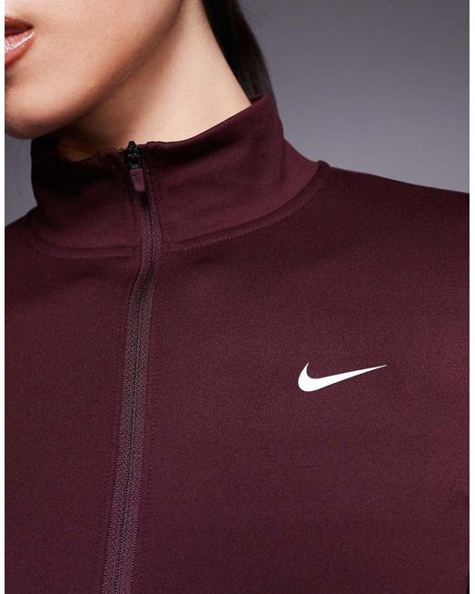 Nike Purple Nike One Training Dri-fit Full Zip Fitted Long Sleeve Top