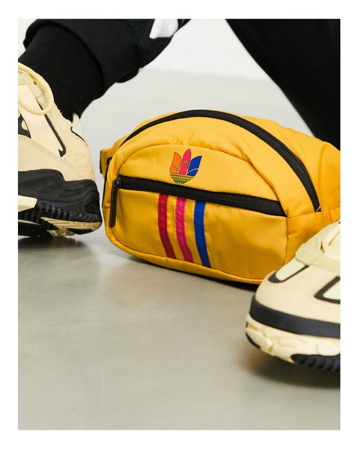 Adidas Originals Yellow National Three Stripes Waist Fanny Pack for men