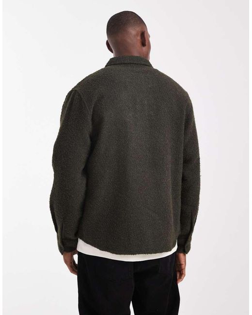 ASOS Black Boucle Overshirt for men