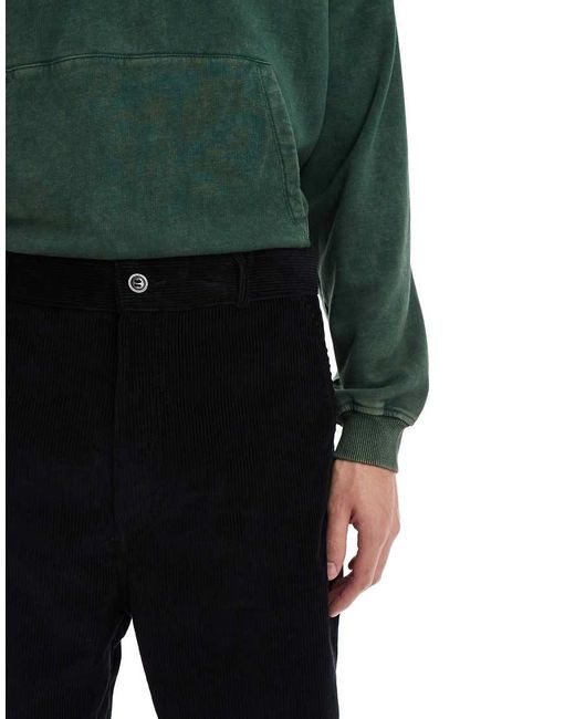 Bershka Black Cord Wide Leg Trouser for men