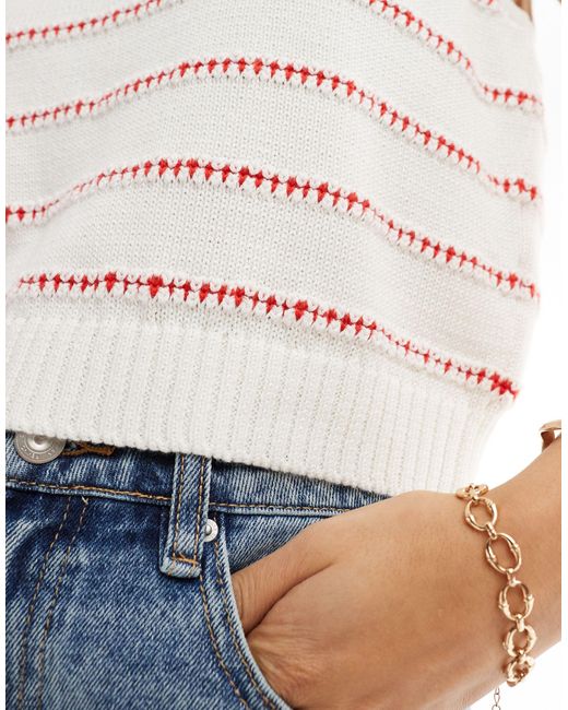 ASOS White Knitted Tank With Rick Rack Stitch