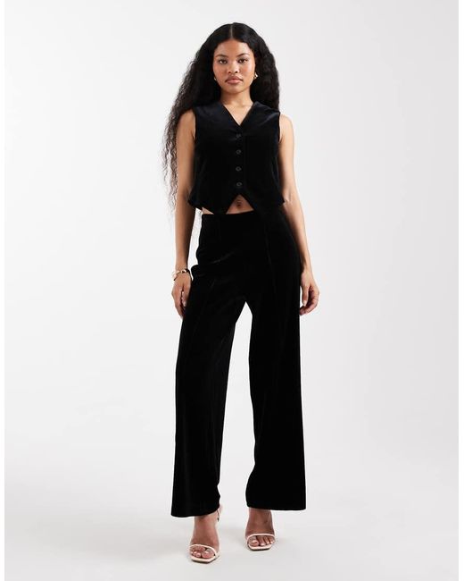 Vero Moda Black Velvet Waistcoat Co-ord