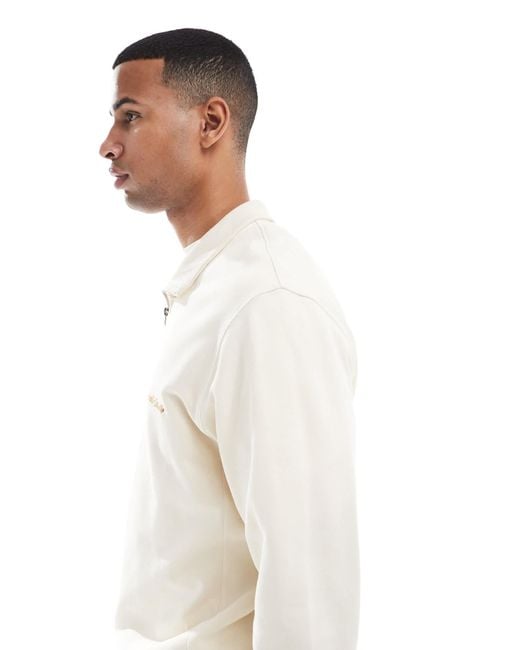 Jack & Jones White Relaxed Quarter Zip Sweatshirt for men