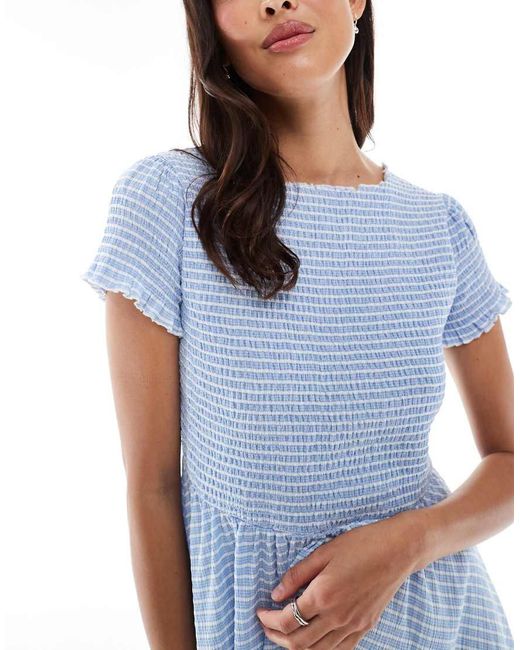 Daisy Street Blue Mini Smock Dress