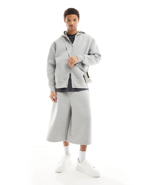 ASOS Gray Extreme Oversized Scuba Hoodie With Zip for men