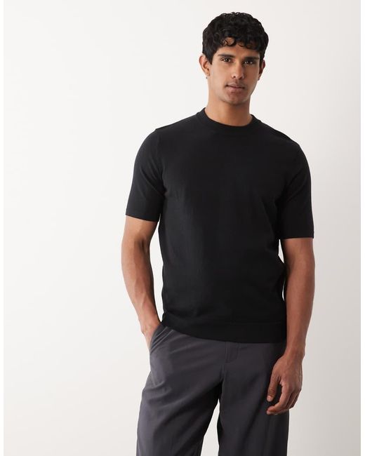 ASOS Black Essential Knitted Crew Neck T-shirt for men