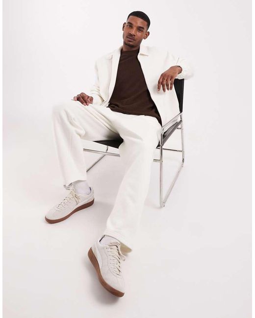 ASOS Natural Relaxed Zip Through Pique Shacket for men