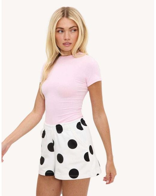 Loavies Natural Never Look Back Shorts With Polka Dots