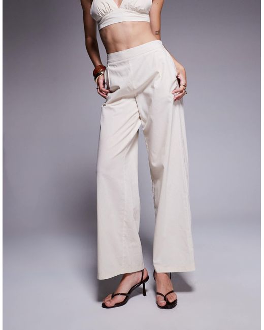 Missy Empire Gray Missy Empire Linen Look Elasticated Waist Wide Leg Pants