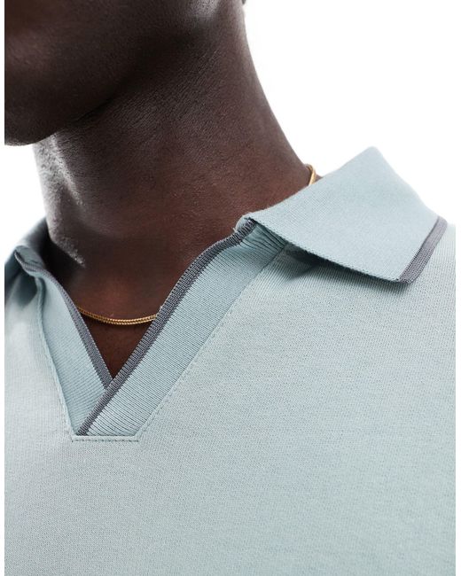 ASOS Blue Boxy Oversized Polo Sweatshirt Co-ord for men