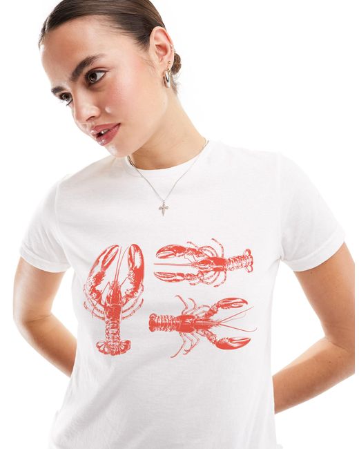 ASOS White Baby Tee With Lobster Graphic