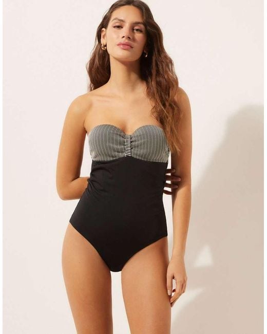 Calzedonia Black Swimsuit Golden Stripes