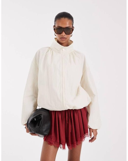ASOS White Oversized Bubble Hem Track Jacket