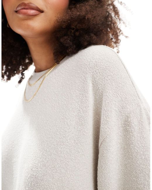 T-shirt oversize en maille texturée - taupe ASOS en coloris White