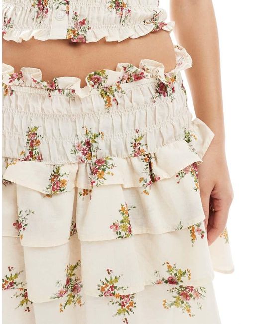 ASOS Natural Shirred Rara Mini Skirt