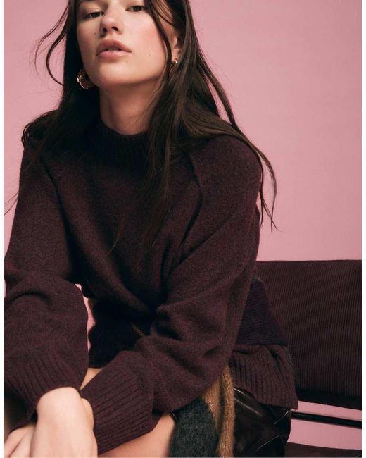 Stradivarius Gebreide Basic Trui in het Black