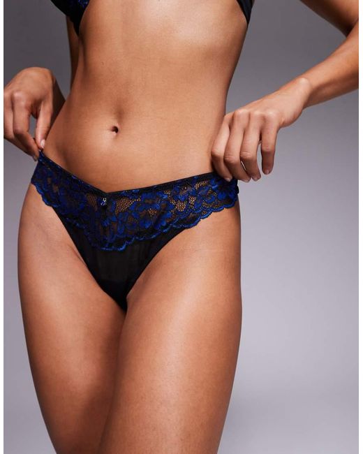 Ann Summers Blue Sexy Lace Two Tone Thong