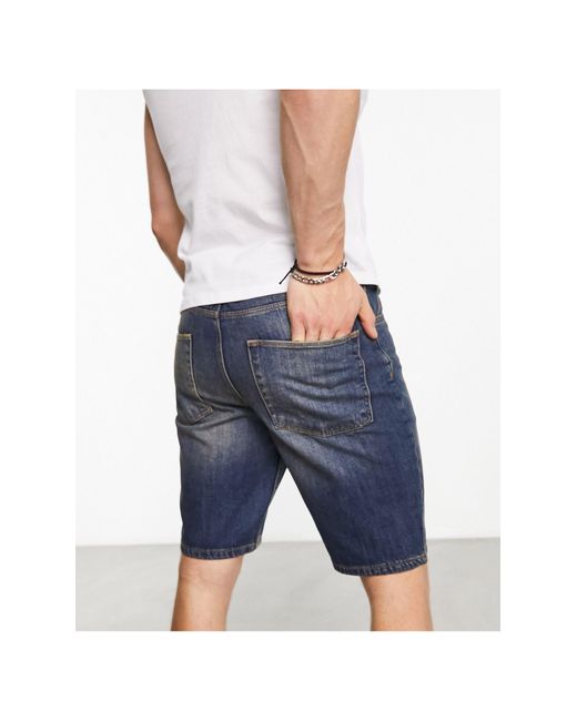 ASOS – schmal geschnittene, mittellange jeansshorts in Blau für Herren |  Lyst DE