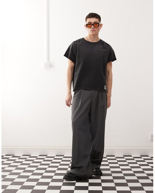 Cheap Monday Black X Landon Barker Boxy Fit T-shirt With Swarovski Embellishmnent for men