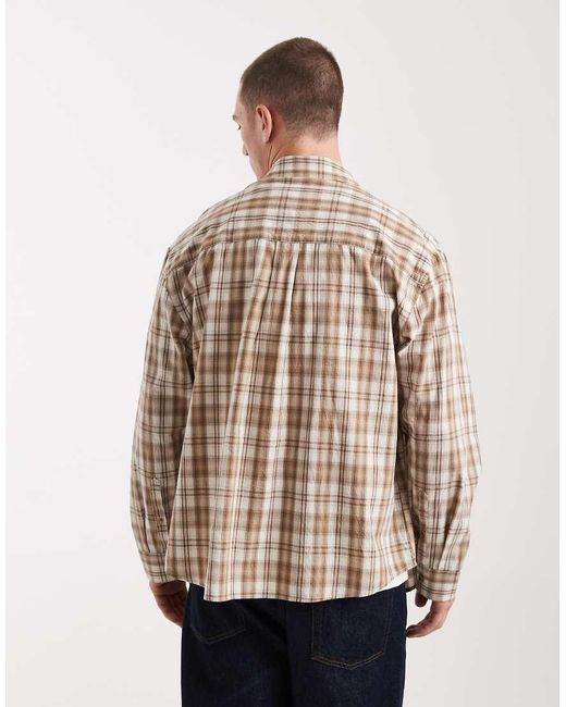 ASOS Natural Oversized Check Shirt for men