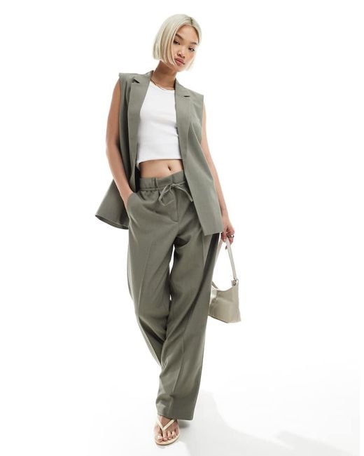 ONLY Green Longline Open Waistcoat Co-Ord