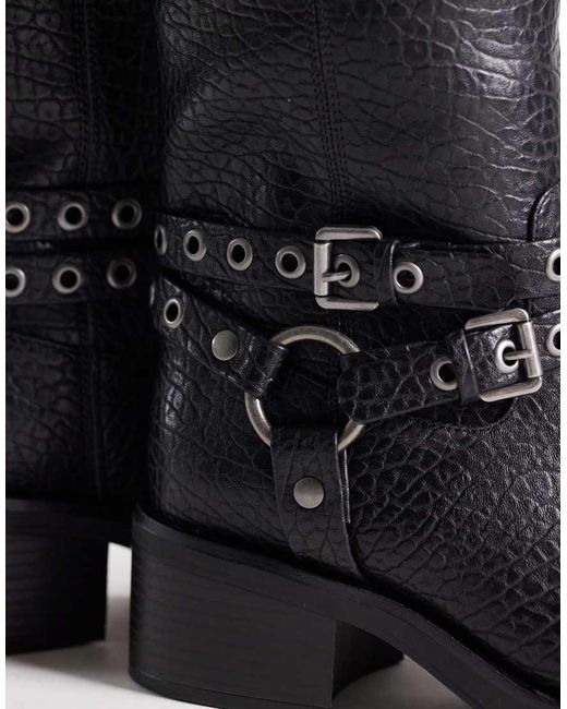 ASOS Black Cassandra Eyelet Biker Boot