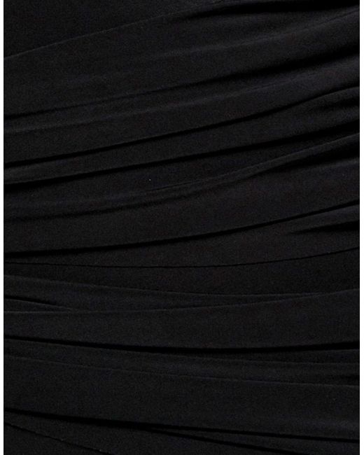 Goddiva Black Off Shoulder Gathered Panel Soft Touch Maxi Dress