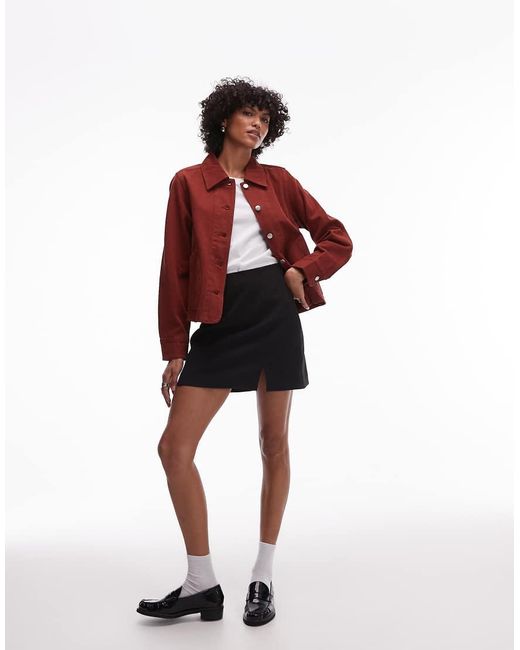 Chaqueta Vaquera Rojo Óxido Estilo Camisa Con Acabado Sobretintado Y Solapas En Contraste De ARKET de color Red