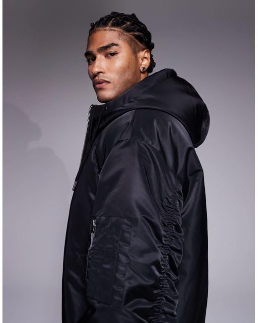 ASOS Black Oversized Bomber Jacket for men