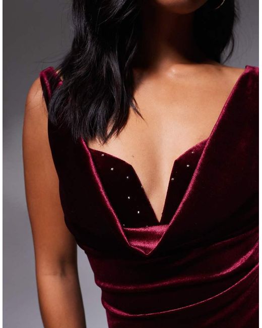 Jaded Rose Petite Black Velvet Mini With Hotfix Bra Top Detail