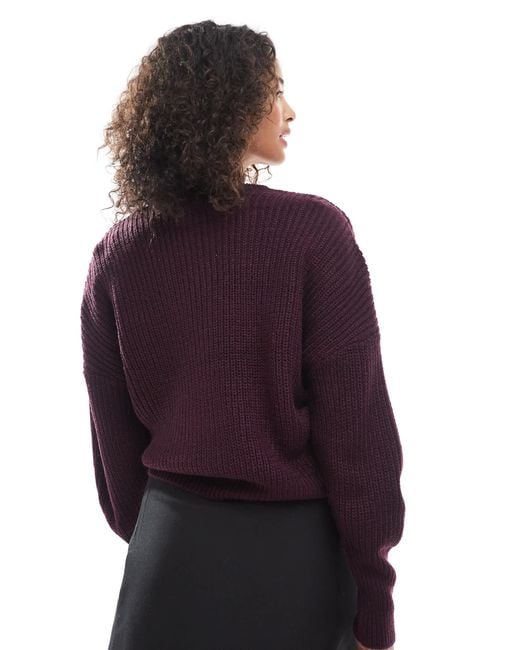 Vero Moda Purple – grob gerippte strickjacke
