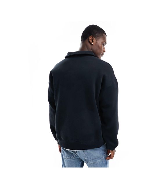 SELECTED Blue Oversized Half Zip Sweat Long Sleeved Polo for men