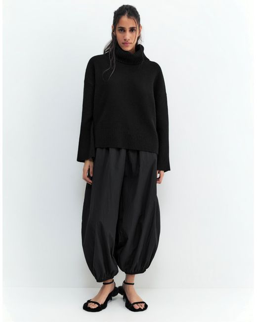 Pull à col montant en maille douce Pull&Bear en coloris Black