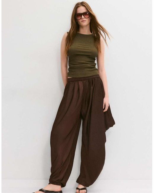 Stradivarius Green Gathered Texture T-shirt