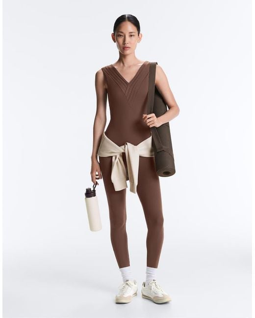 Oysho White Comfortlux Pleated Long Jumpsuit