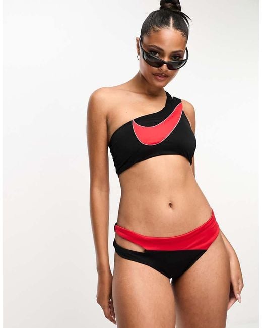 Nike Red Icon Sneakerkini Asymmetrical Bikini Bottoms