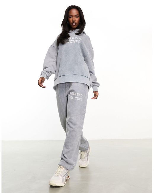 ASOS Gray Co-ord Oversized Hoodie With Bleach Logo