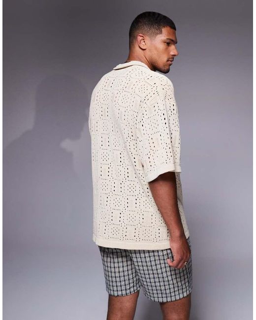 ADPT White Knitted Crochet Shirt for men