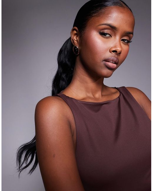 River Island Red Asymmetric Neck Detail Top